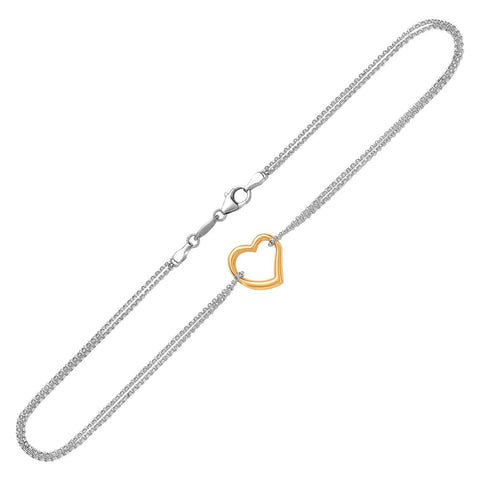 Single Open 14K gold Heart Anklet