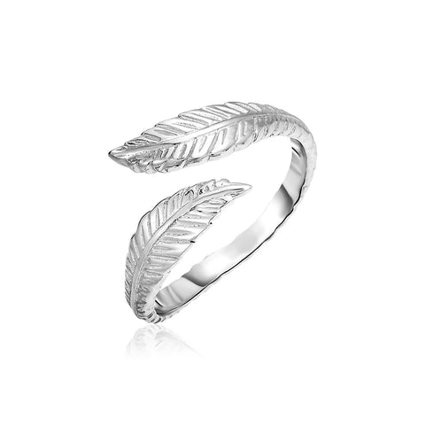 Sterling Silver Bypass Toe Ring with Leaves