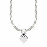 Sterling Silver Rhodium Plated Rolo Chain Necklace with a Heart Toggle Charm